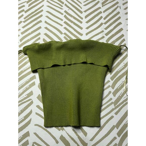 White fox knitted green tube top size small - Picture 1 of 3